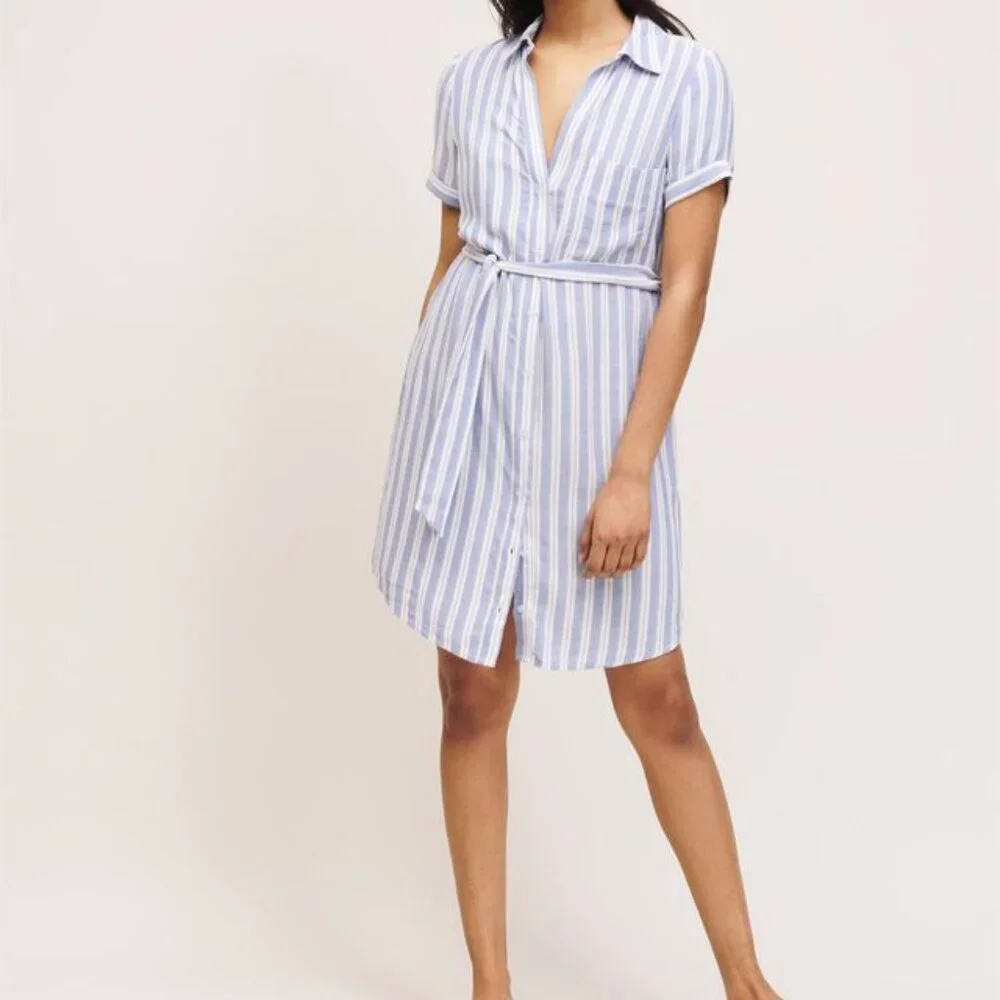 100% Rayon Shirt Dress stripe collared light so comfortable oversized Dynamite - Picture 1 of 16